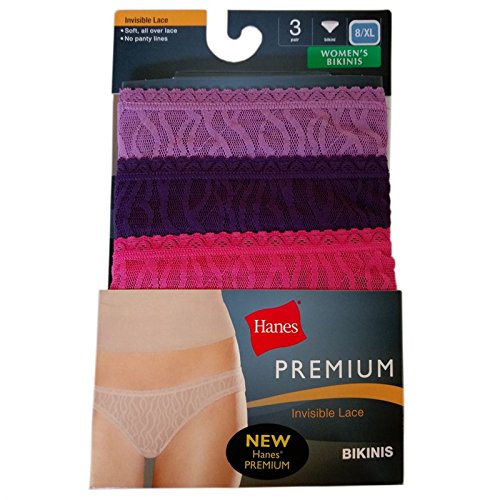 Hanes Womens Premium Invisible Lace Bikini Underwear - 3 Pack