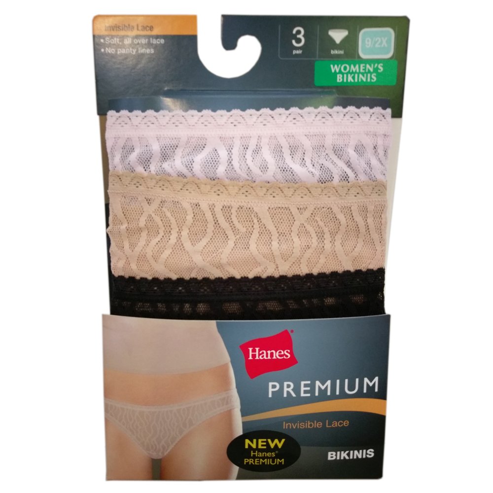 Hanes Womens Premium Invisible Lace Bikini Underwear - 3 Pack